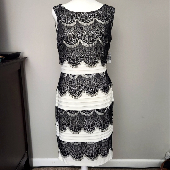 New Dressbarn Sleeveless Summer Dress Size 8 Mid-length White & Black - Picture 2 of 10
